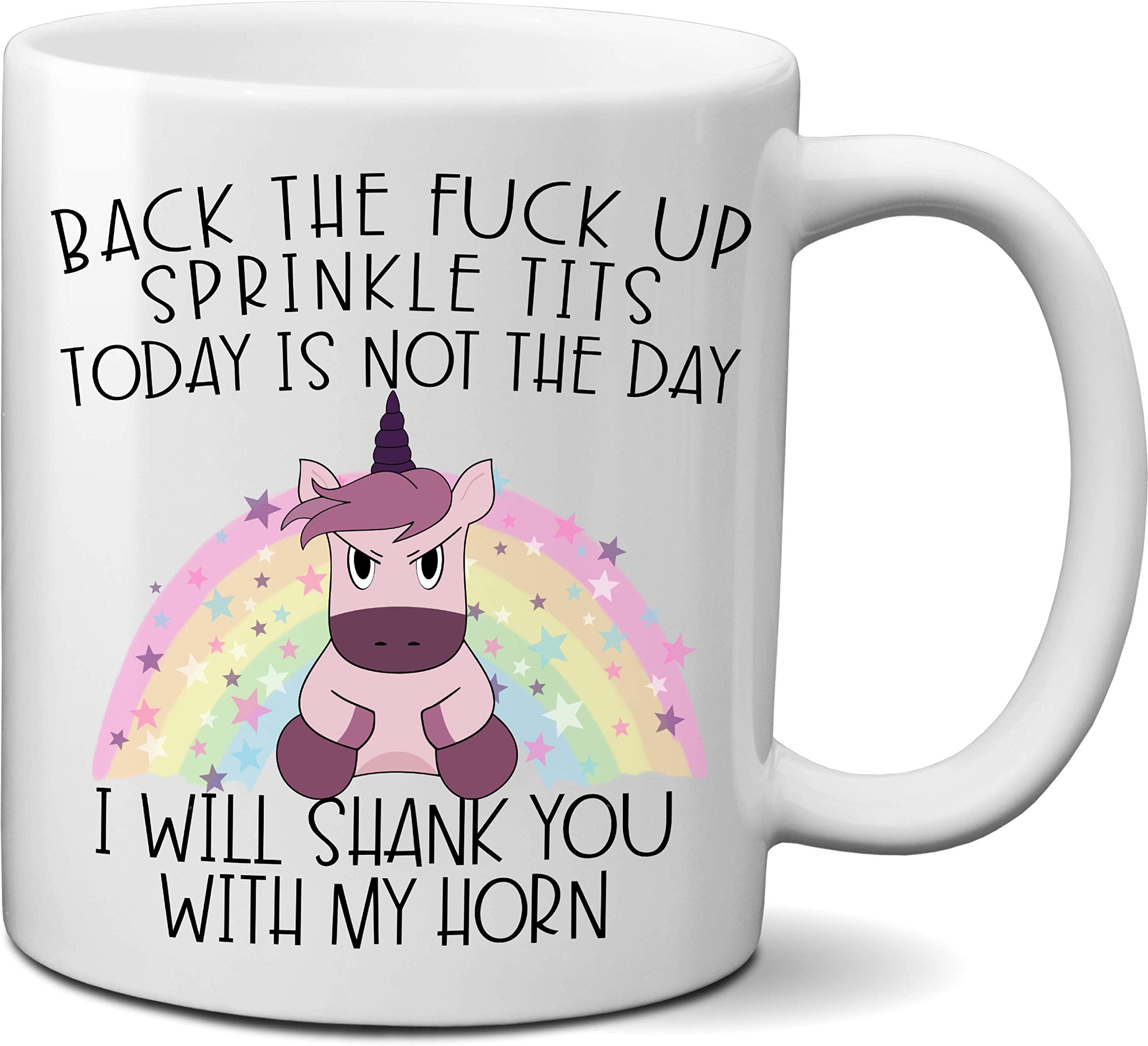 FanCabin Back the F Up Unicorn, taza 11 onzas, ideal para café matutino