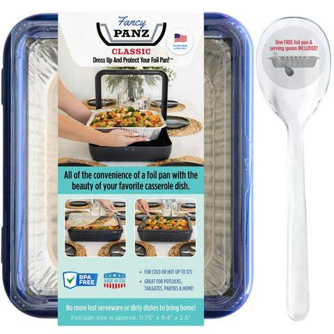 Portador Fancy Panz con bandeja de aluminio navy y tapa para servir
