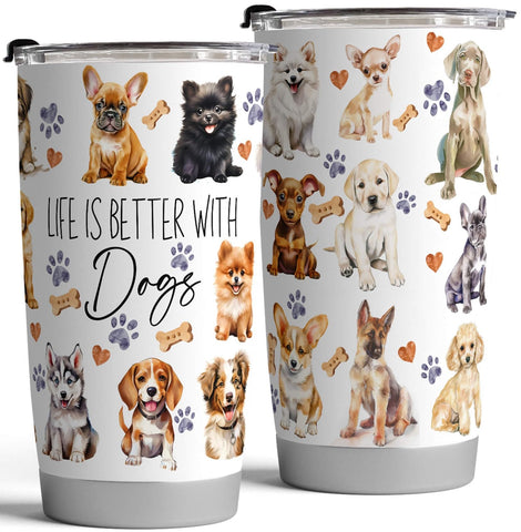 Fancyfams termo con dibujos de cachorros, regalo ideal para amantes de perros.