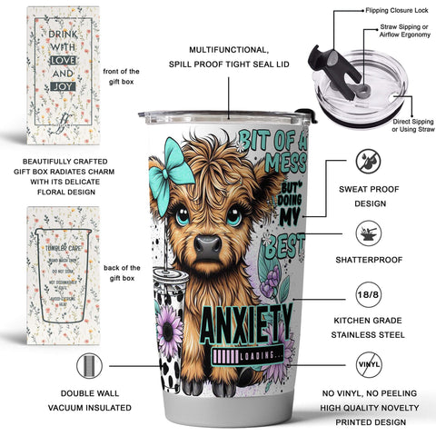 Fancyfams tumbler de acero inoxidable 20 oz, duradero para uso diario