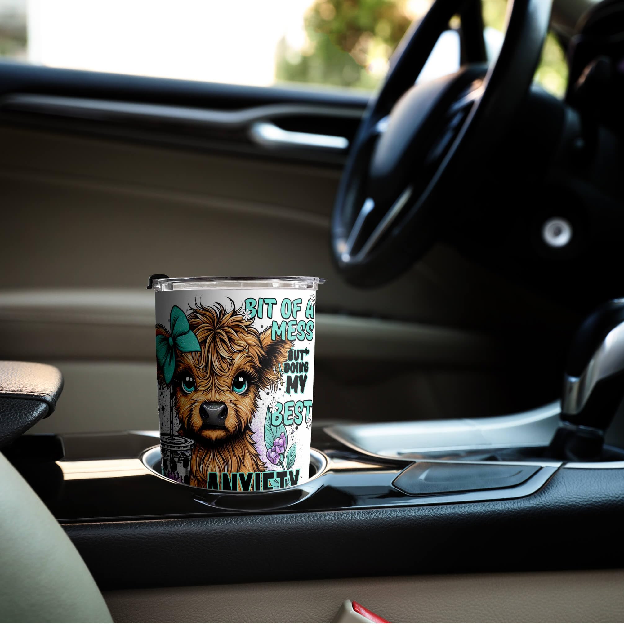Fancyfams tumbler portátil cabe en la mayoría de portavasos