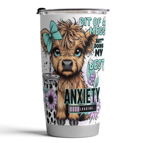 Fancyfams tumbler con ilustración de vaca de tierras altas, ideal para fans