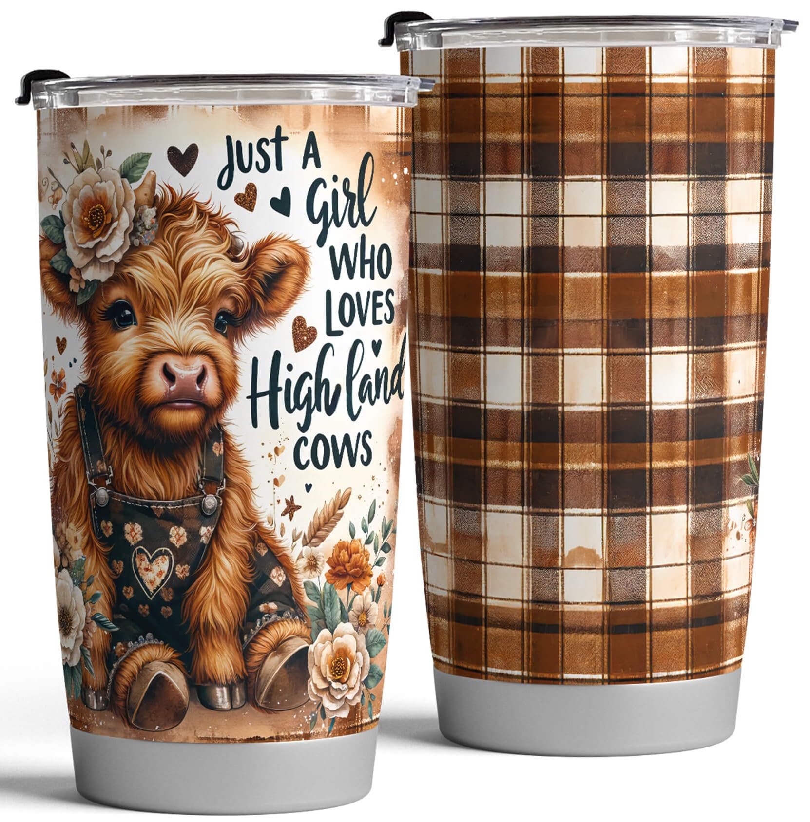 Vaso Fancyfams con ilustración de vaca escocesa, ideal para regalo a amantes de las vacas.