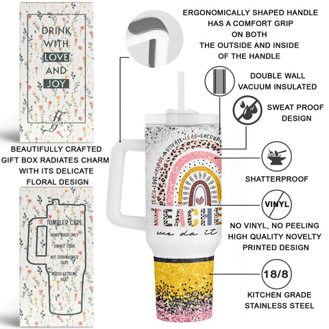 Fancyfams vaso de doble pared aislante, mantiene bebidas frías o calientes por horas.
