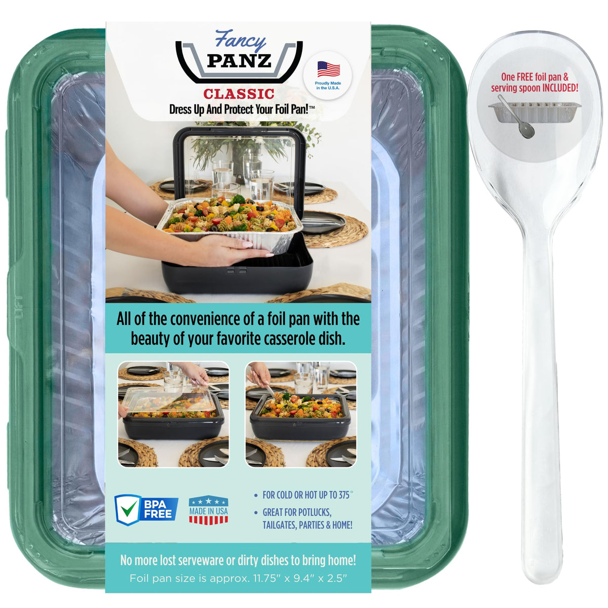 Fancy Panz portabandeja de aluminio verde con tapa para servir con estilo.