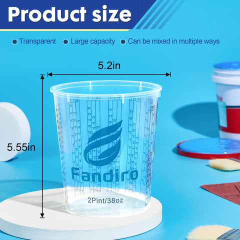 Fandiro tazas graduadas muestran onzas y ml para proporciones.