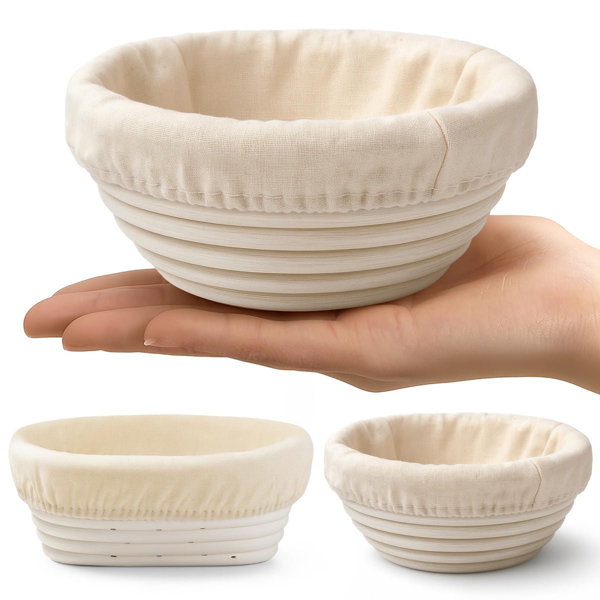 Cesta Banneton oval Fanfanwin para fermentación de pan artesanal, resultados uniformes.