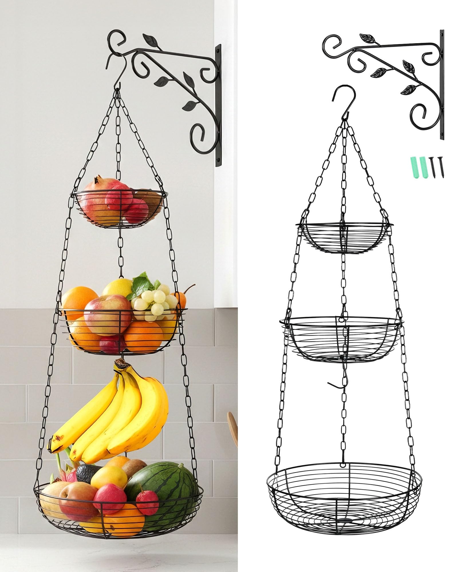 fangsun cesta-frutas-3-niveles ayuda a mantener las frutas ordenadas y visibles