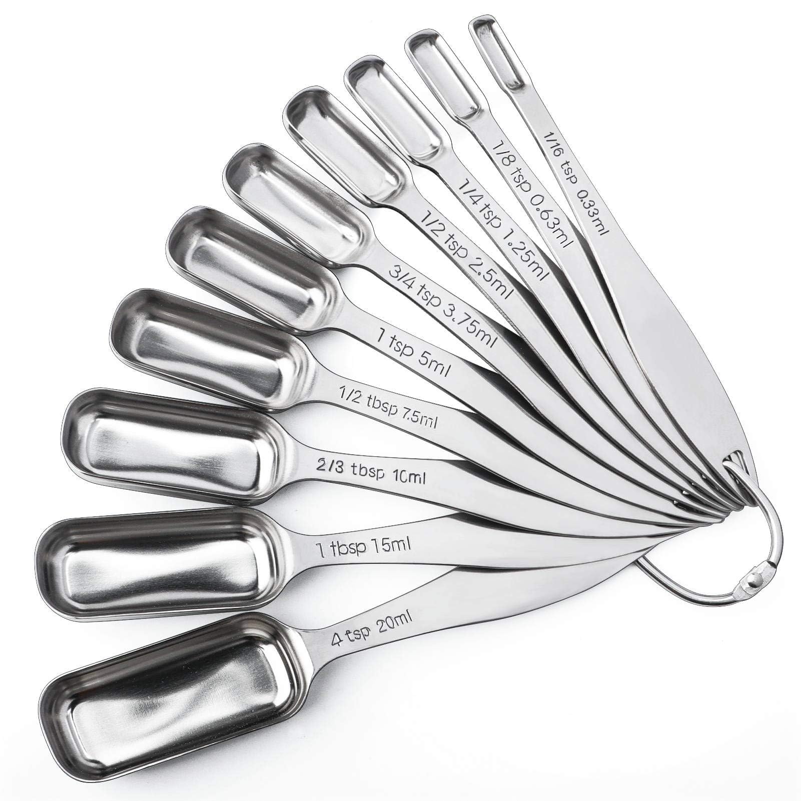 Cucharas medidoras FANGSUN de acero inoxidable con mango largo, ideales para frascos estrechos.