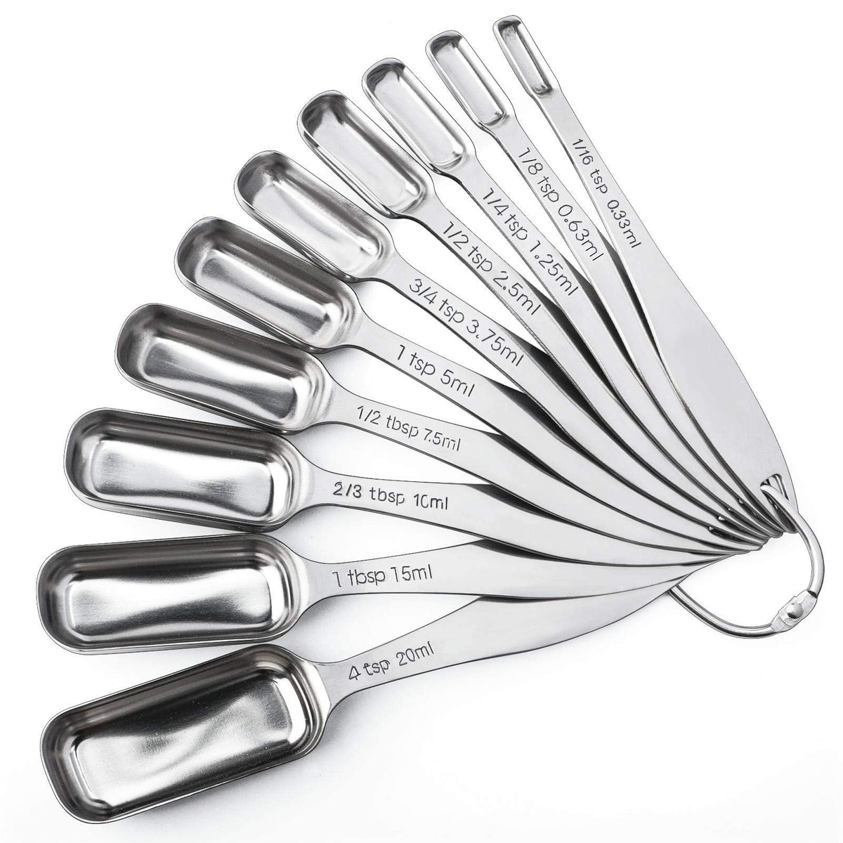 Cucharas medidoras FANGSUN de acero inoxidable con mango largo, ideales para frascos estrechos.