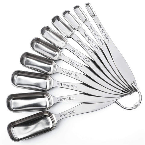 Cucharas medidoras FANGSUN de acero inoxidable con mango largo, ideales para frascos estrechos.