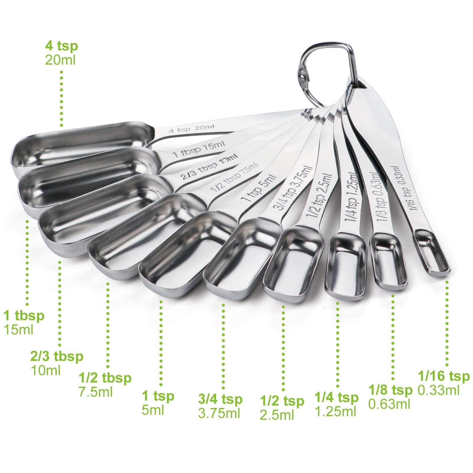 Cucharas de acero inoxidable FANGSUN, duraderas y resistentes a la corrosión.