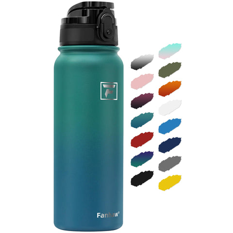 Botella Fanhaw 20 oz de acero inoxidable, vista frontal, ideal para uso diario