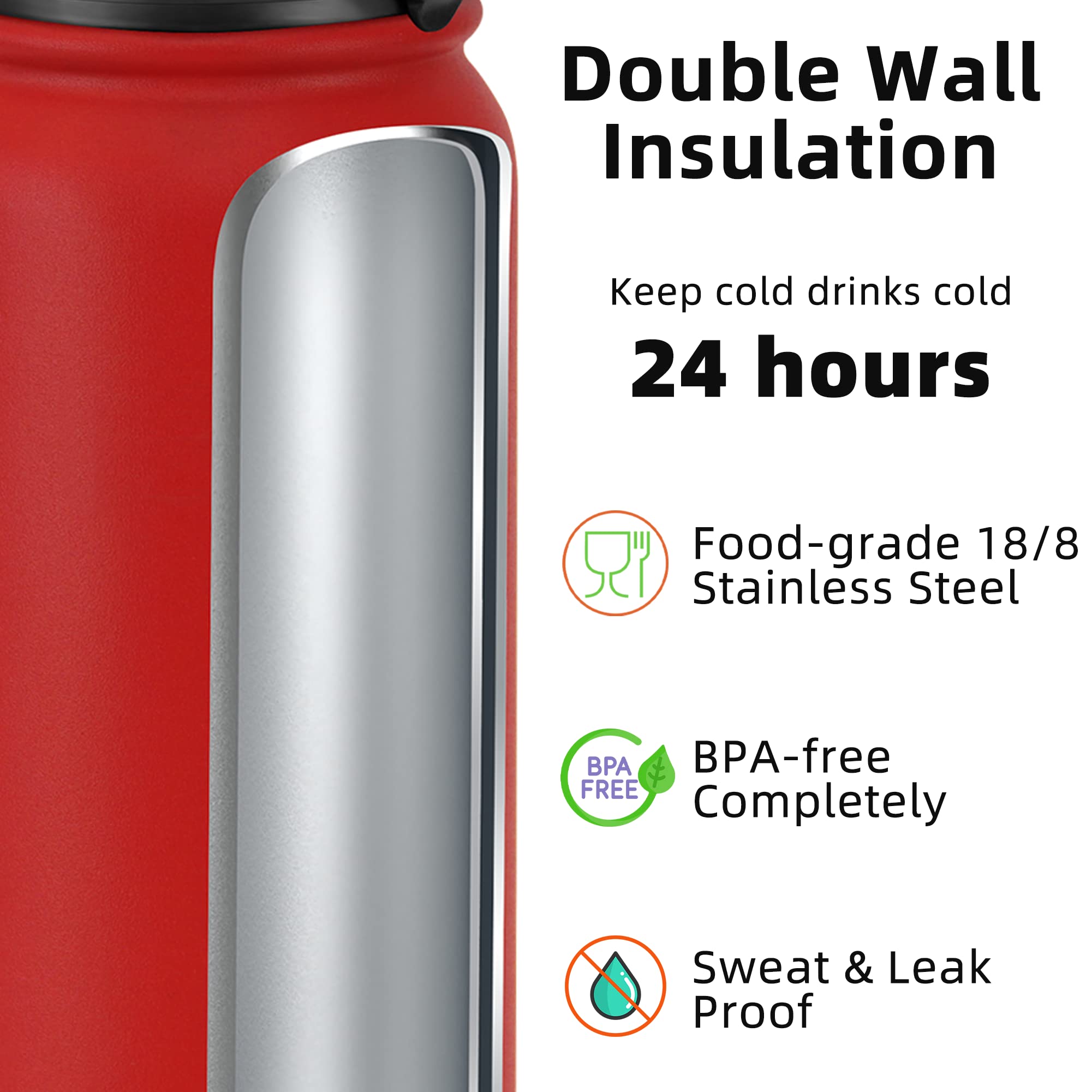Fanhaw botella de acero inoxidable sin BPA para niños