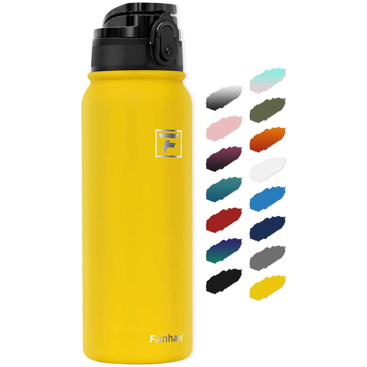 Botella Fanhaw 20 oz en acero inoxidable mantiene bebidas frías por más tiempo.