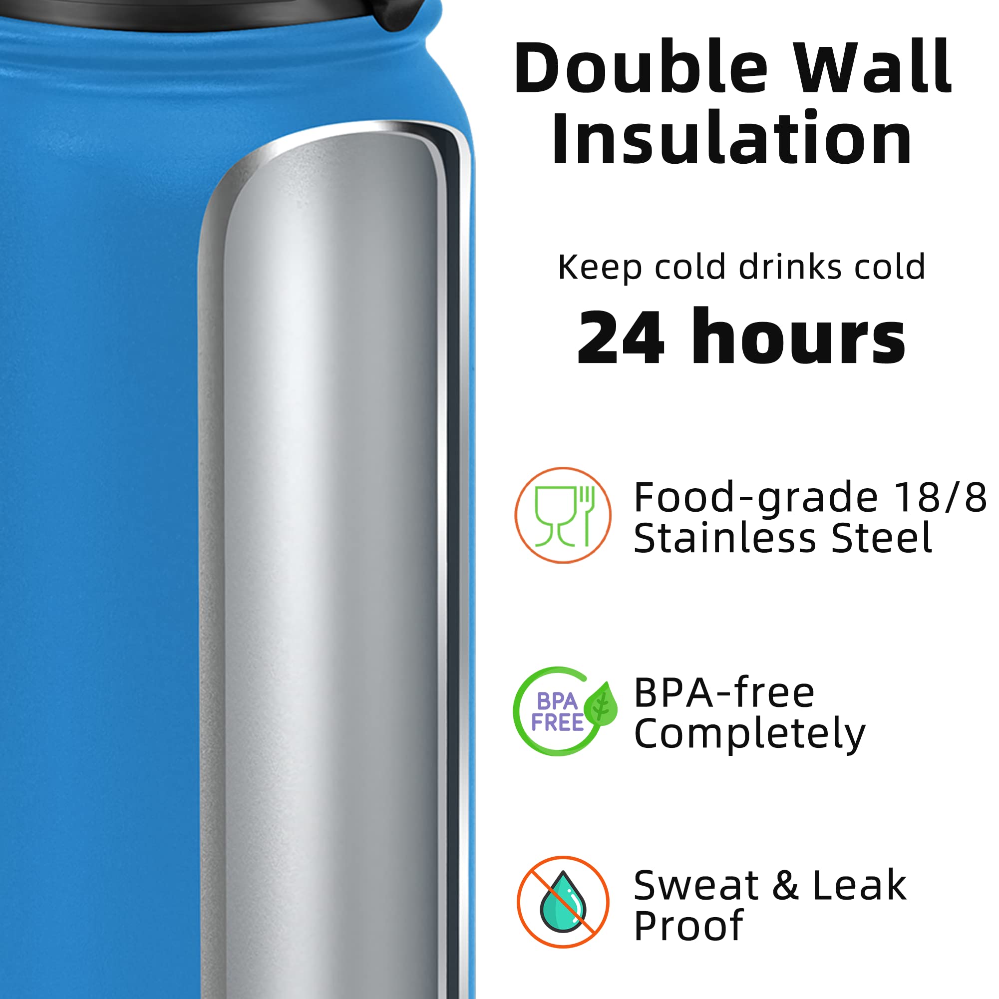 Tapa antipolvo de la botella Fanhaw 20 oz, pajilla limpia entre usos