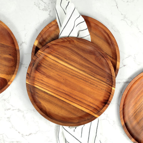 Platos FANICHI de madera para lavado a mano, cuidado sencillo.