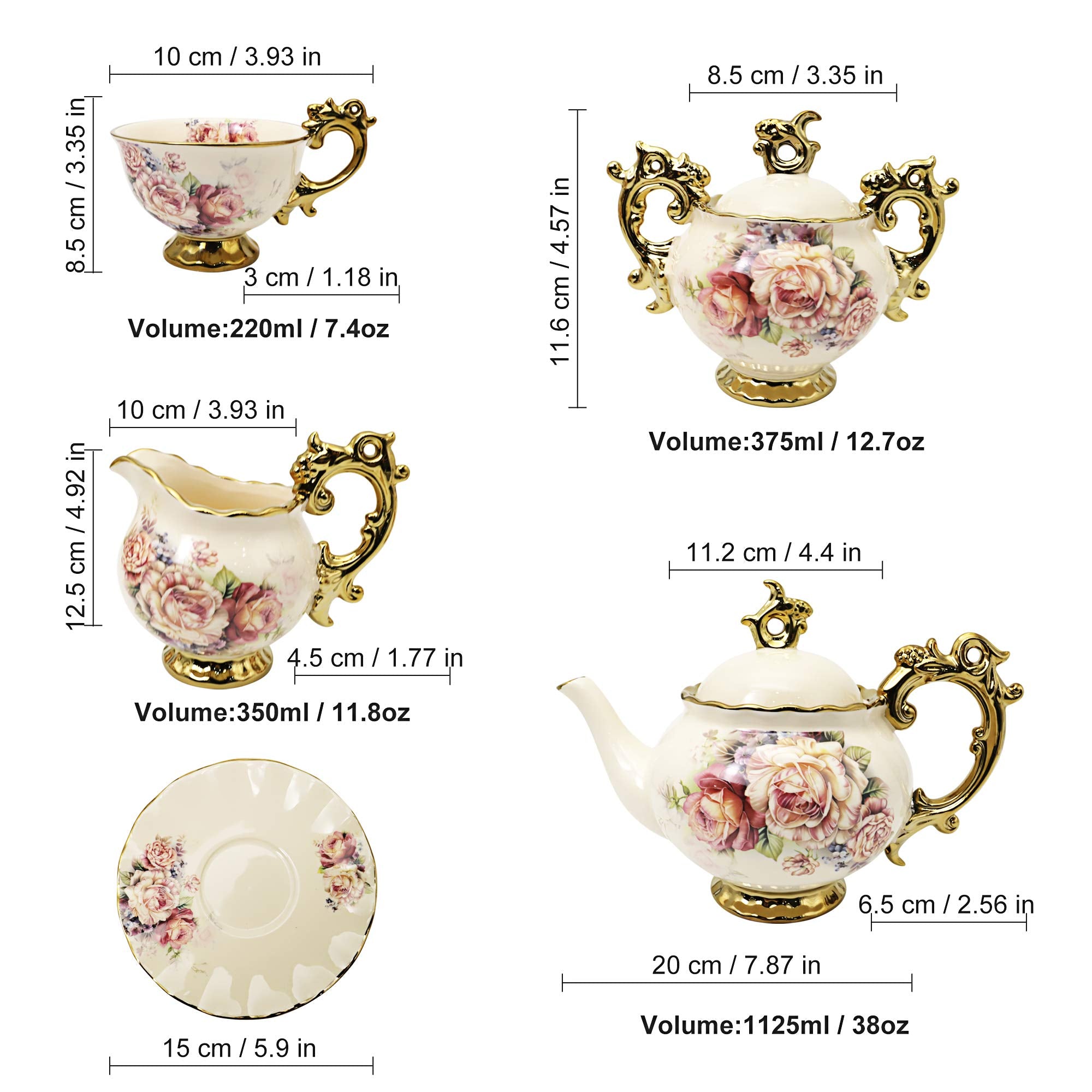 Fanquare detalle floral de porcelana, estilo vintage para la mesa