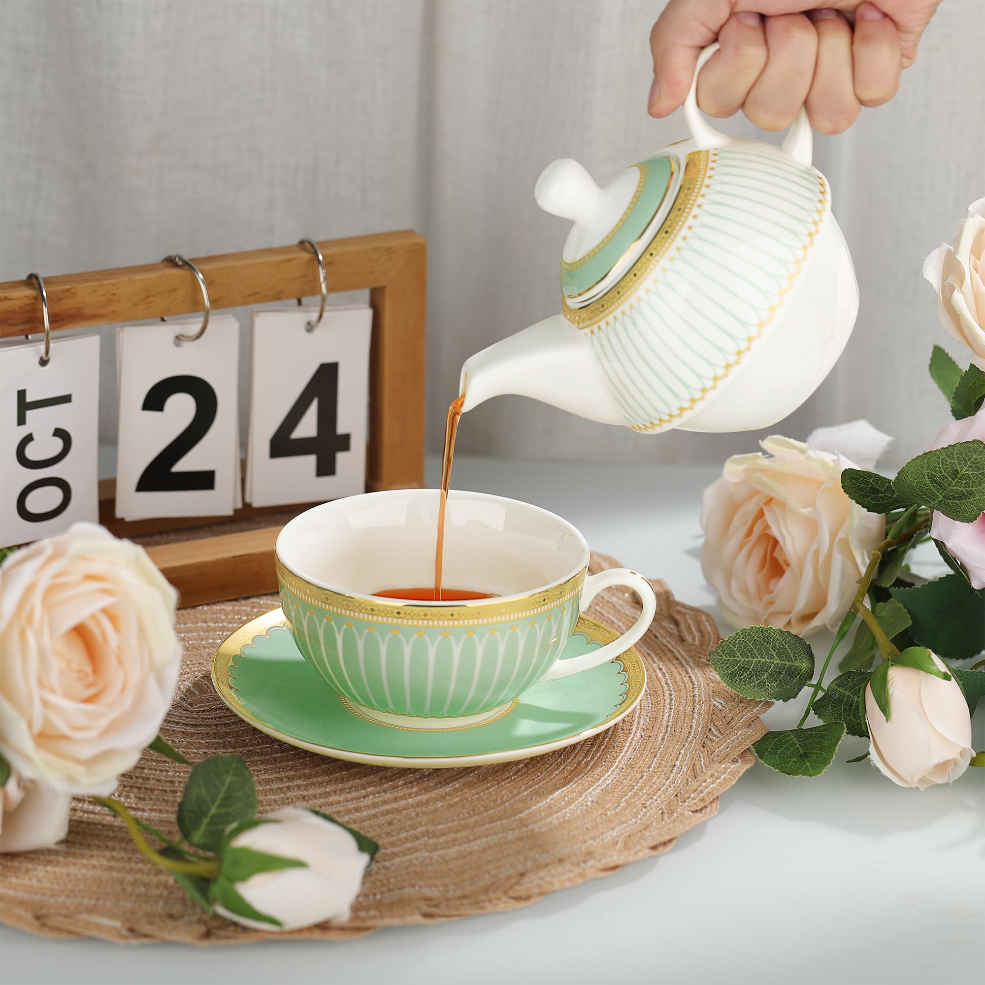 fanquare juego de té verde para adultos, conjunto decorativo y funcional para compartir