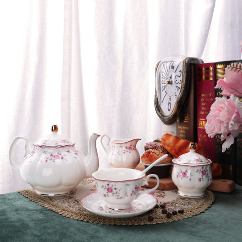 Fanquare lechera de te rosa vintage, diseño compacto