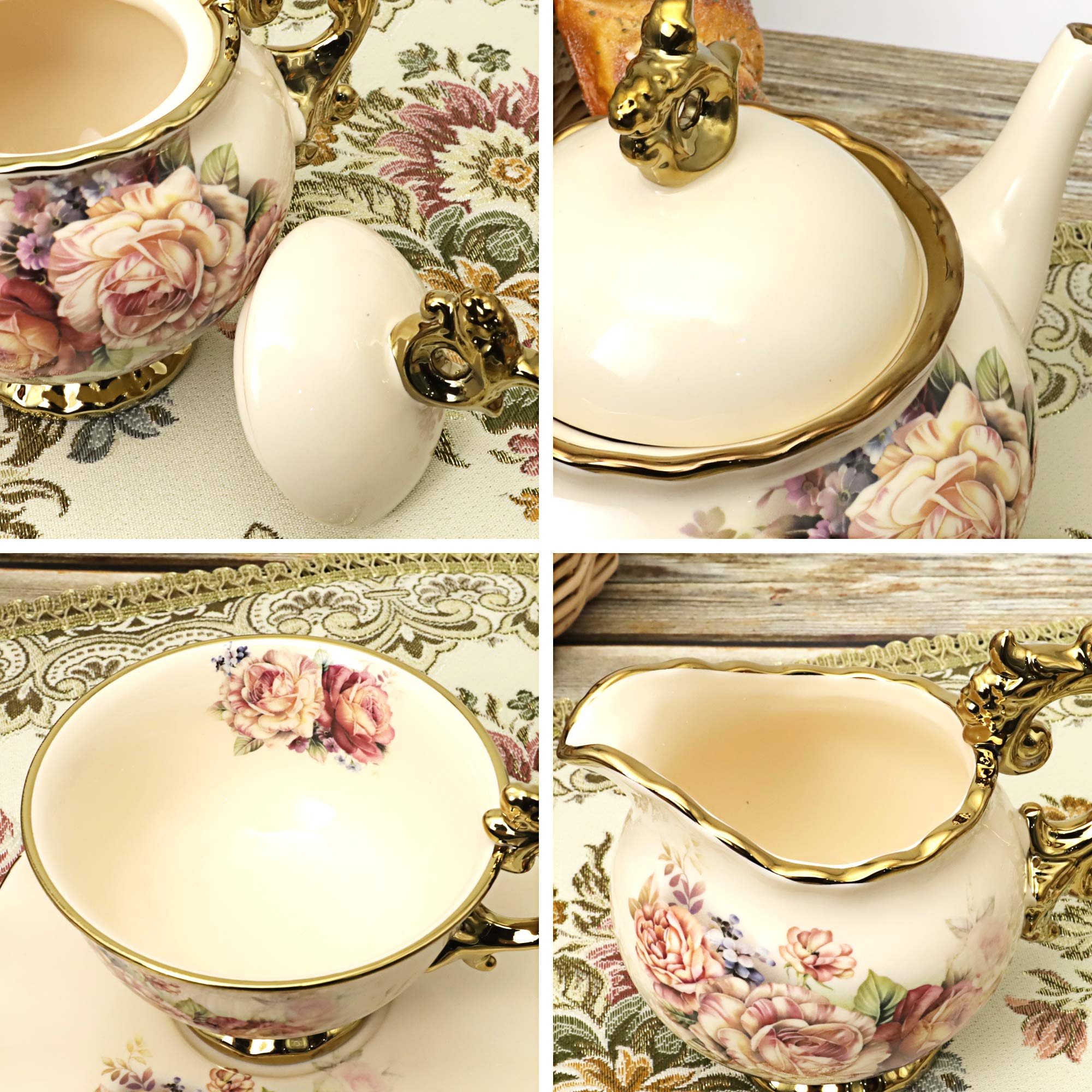 Fanquare lechero de porcelana floral para servir leche en el té