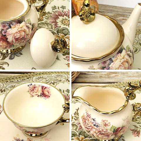 Fanquare lechero de porcelana floral para servir leche en el té