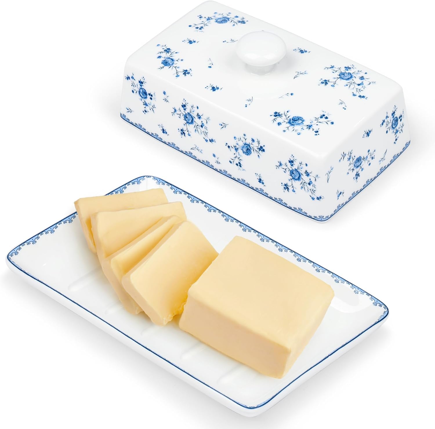 fanquare platito para mantequilla cerámica mantiene la tapa en su lugar