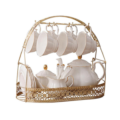 Conjunto Fanquare de te en cerámica blanca de 15 piezas para usar en casa