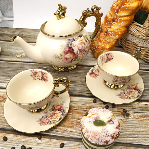 Fanquare tazas grandes de porcelana floral, ideales para bebidas abundantes