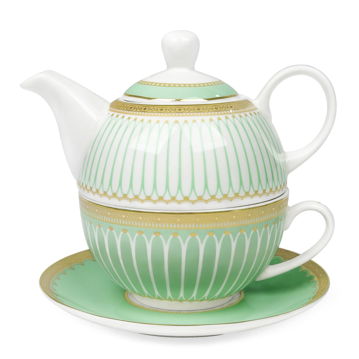 fanquare te para una persona con ribete dorado, experiencia elegante para tomar té diario