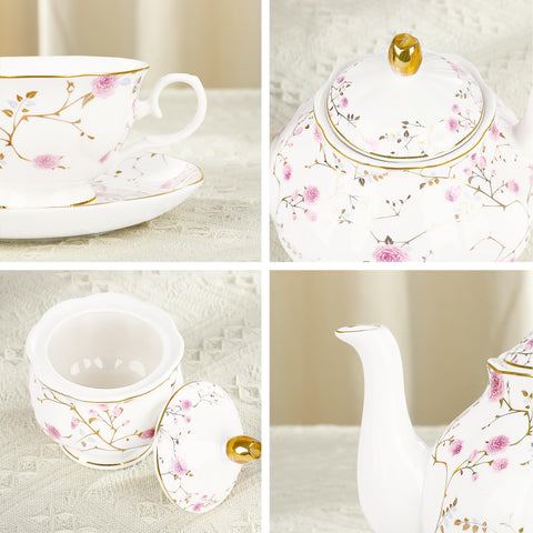 Fanquare teiera oro floral de 29 oz para servir té con estilo.