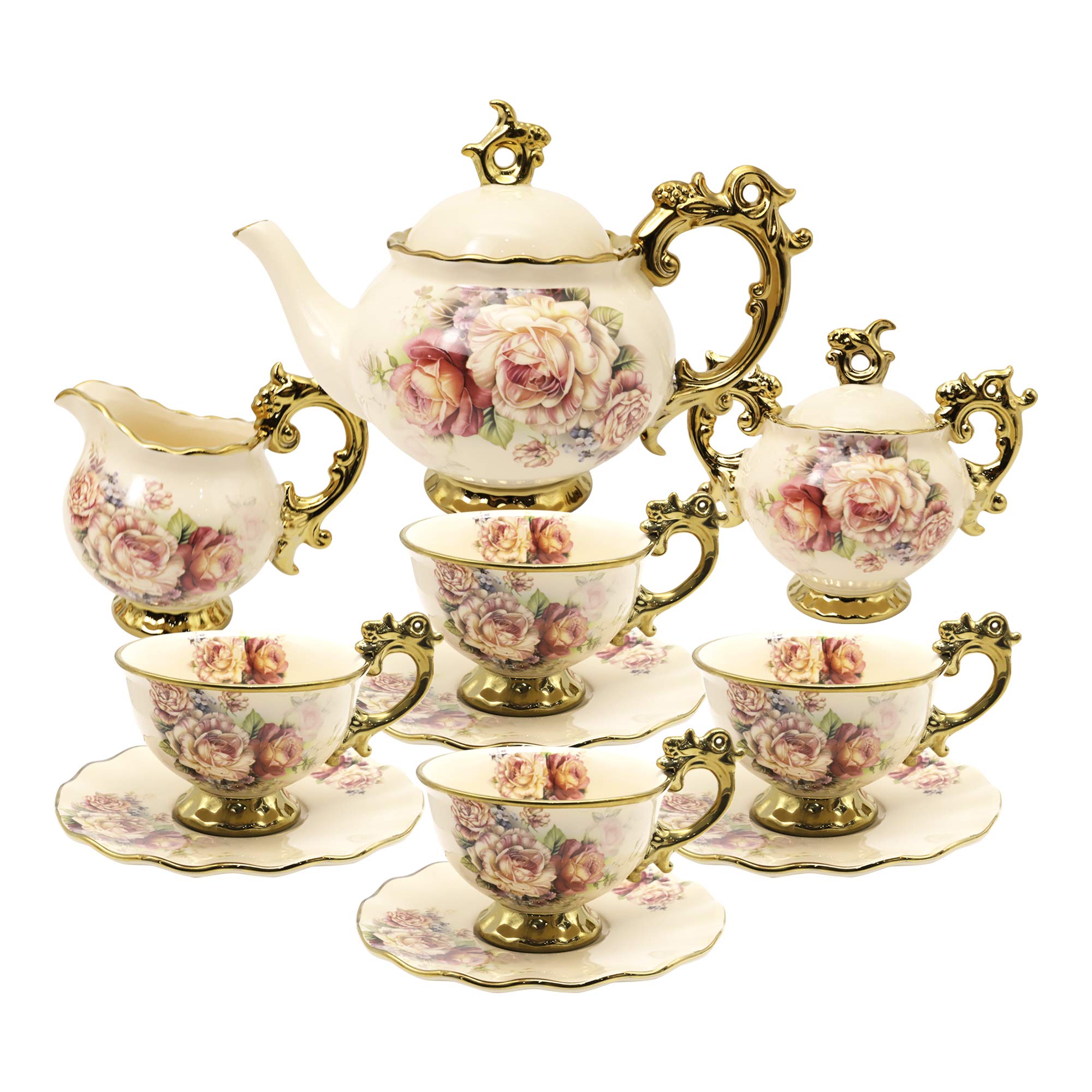 Fanquare tetera de porcelana floral, para momentos de té elegantes en casa