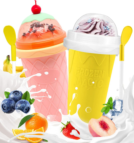 Fans-One tazas granizado dos-pack, ideales para preparar bebidas refrescantes en casa.