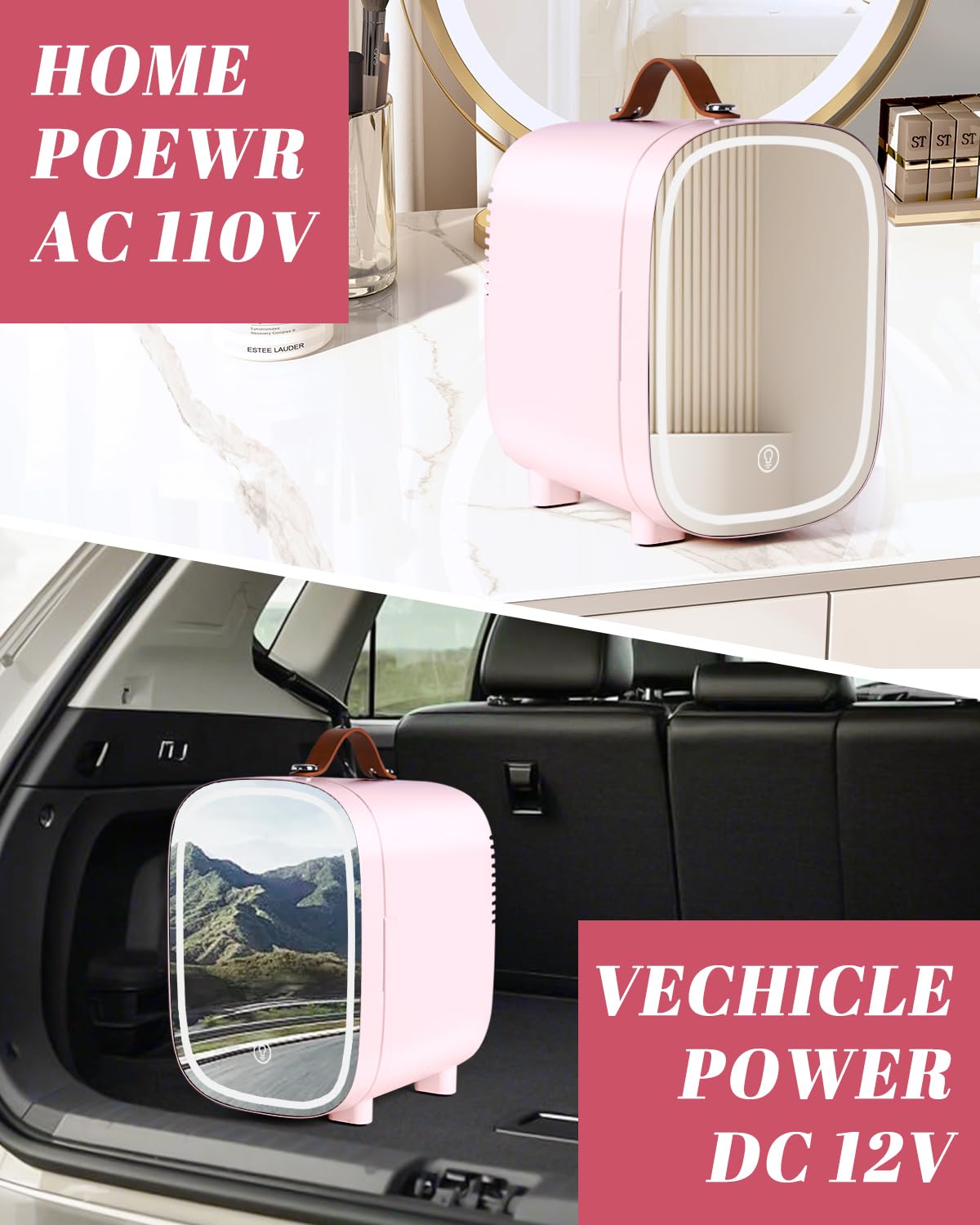 FANSEXPERT mini nevera de 4 L cabe hasta 6 latas, diseño compacto.