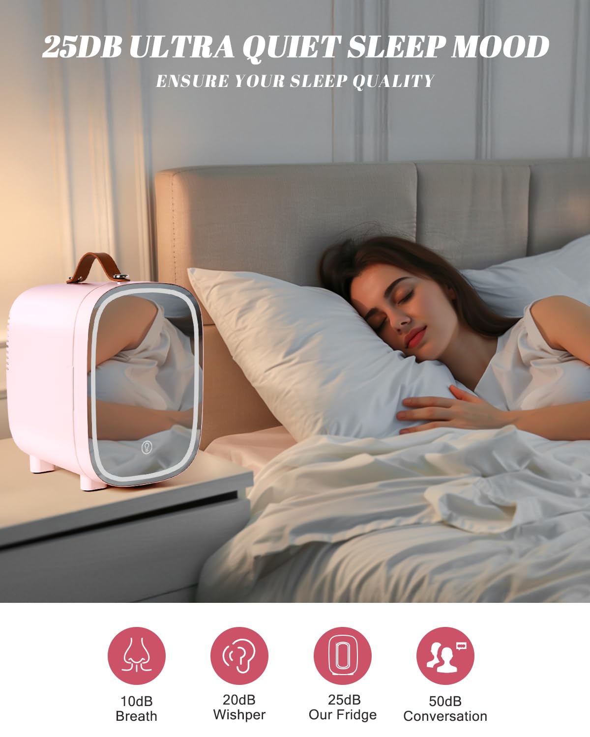 FANSEXPERT mini nevera silenciosa 25 dB, opción ecológica sin freón.