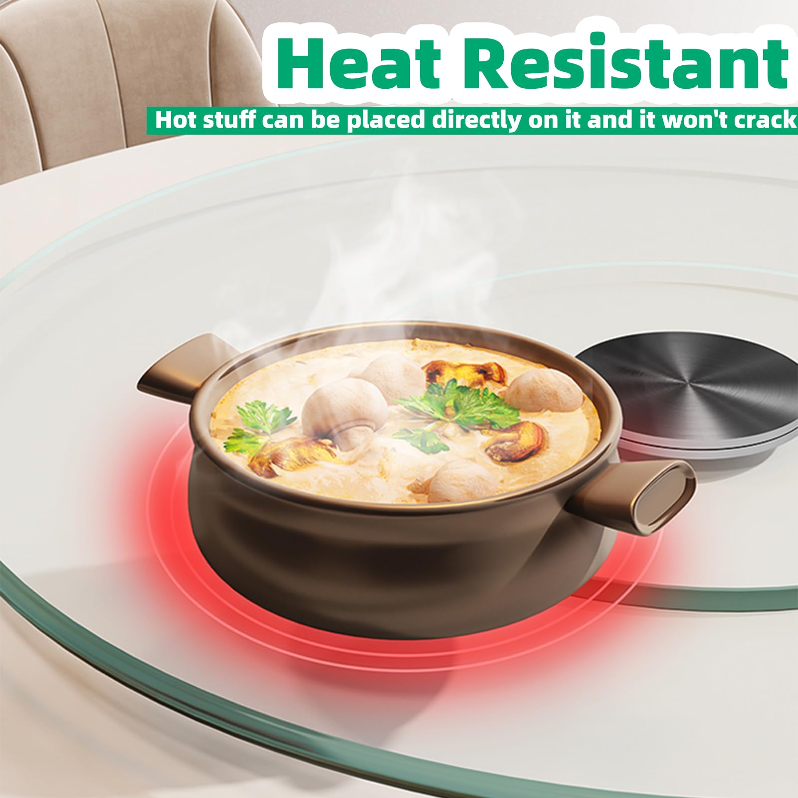 Fansile bandeja giratoria con rotación de 360 grados para servicio cómodo.