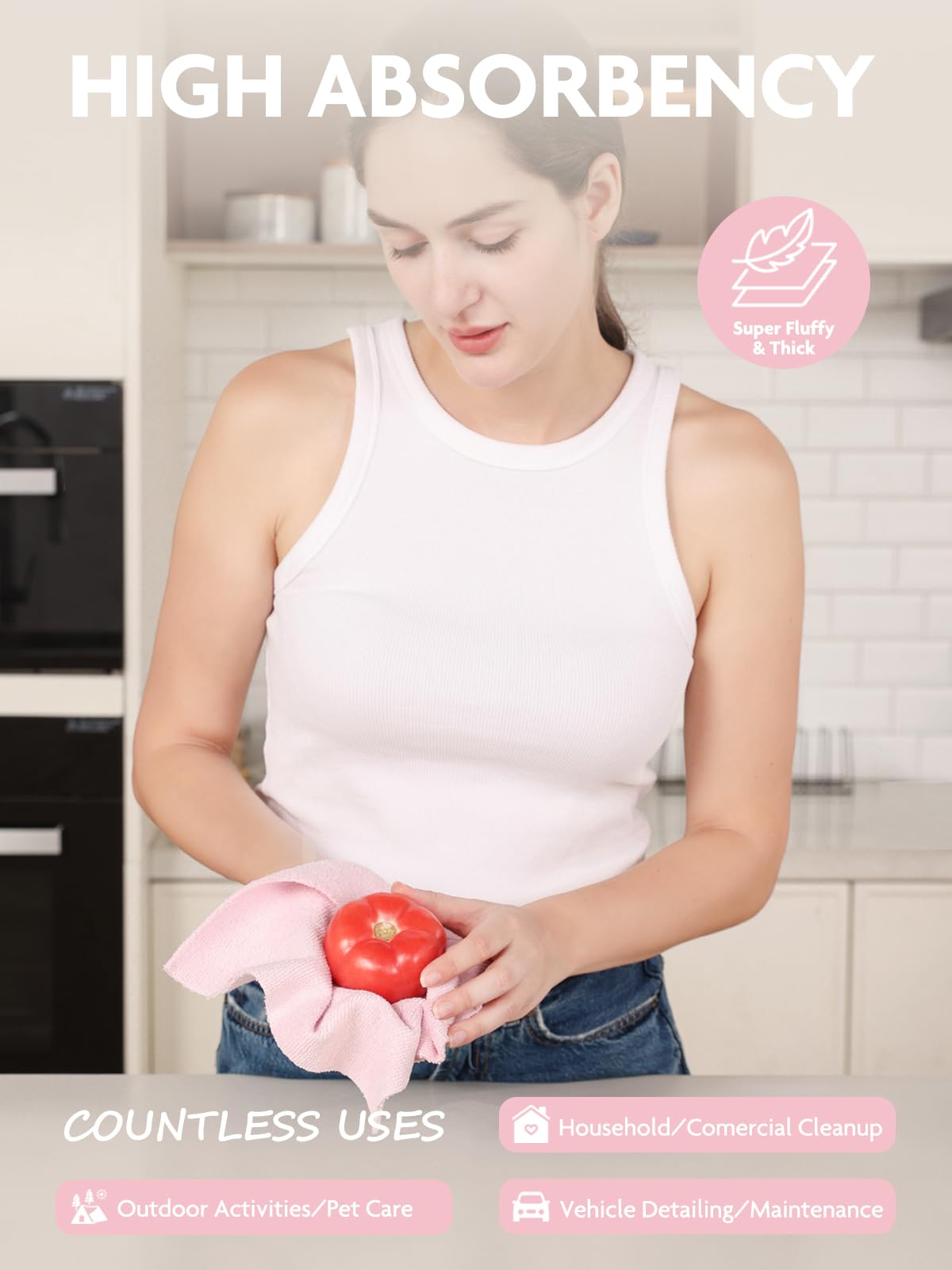 Fantasticlean paño microfibra absorbente rosa 7 veces su peso