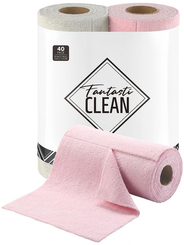 Fantasticlean paño microfibra rosa 10x10 absorbente para derrames y secado rápido