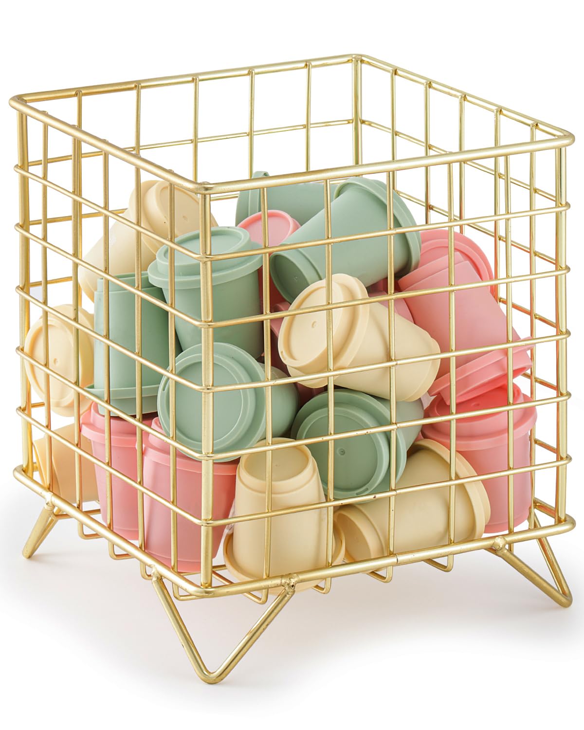 FantasyLife K-Cup Organizer dorado, cápsulas ordenadas al alcance.