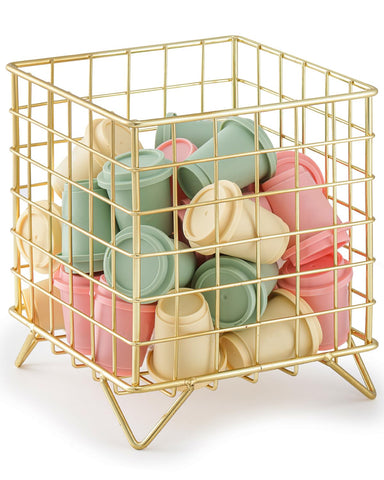 FantasyLife K-Cup Organizer dorado, cápsulas ordenadas al alcance.