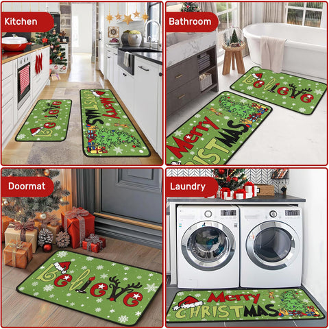 Faptoena juego de dos alfombras, protección de piso y decoración festiva.