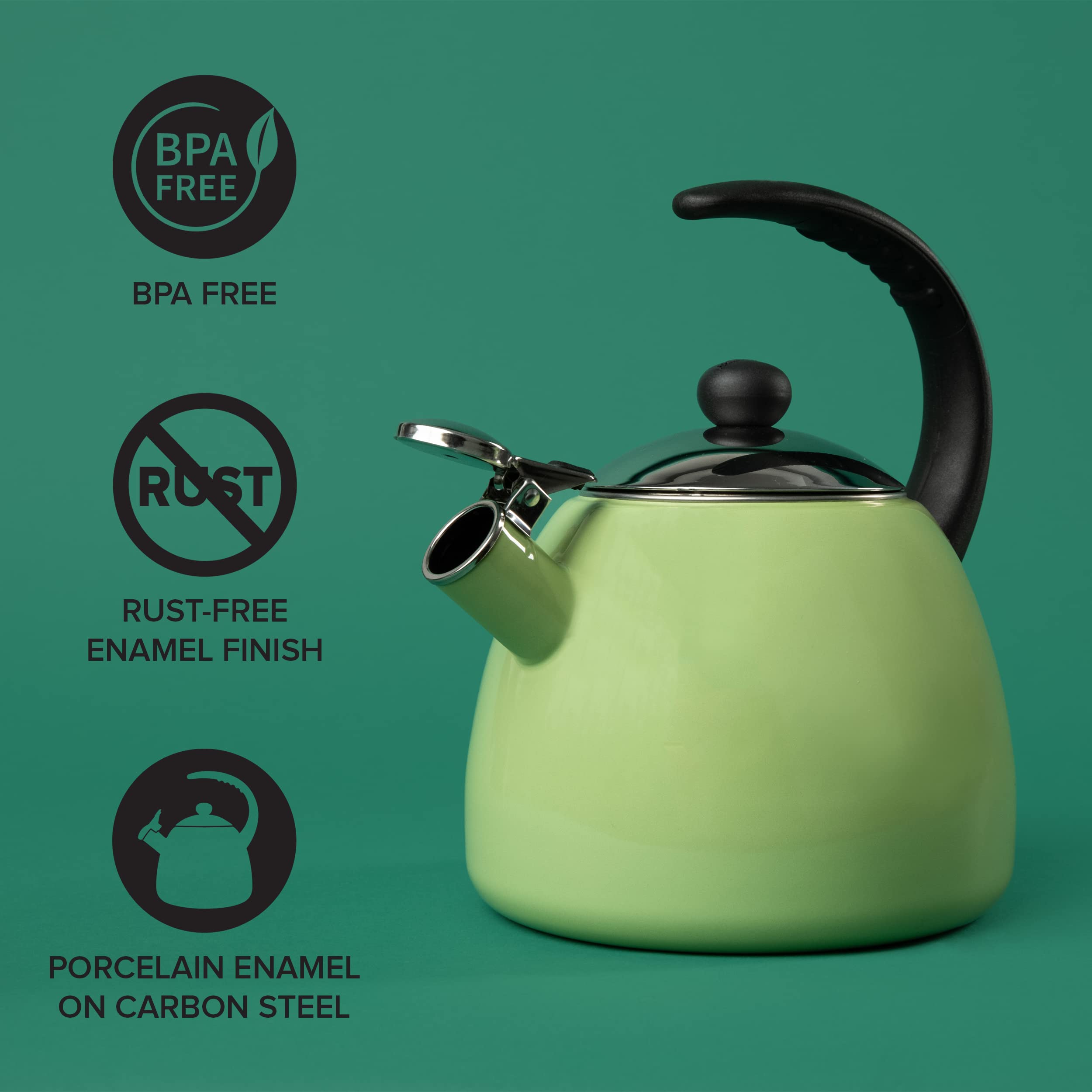 Farberware Dome Tetera: acabado esmaltado duradero y resistente a golpes.