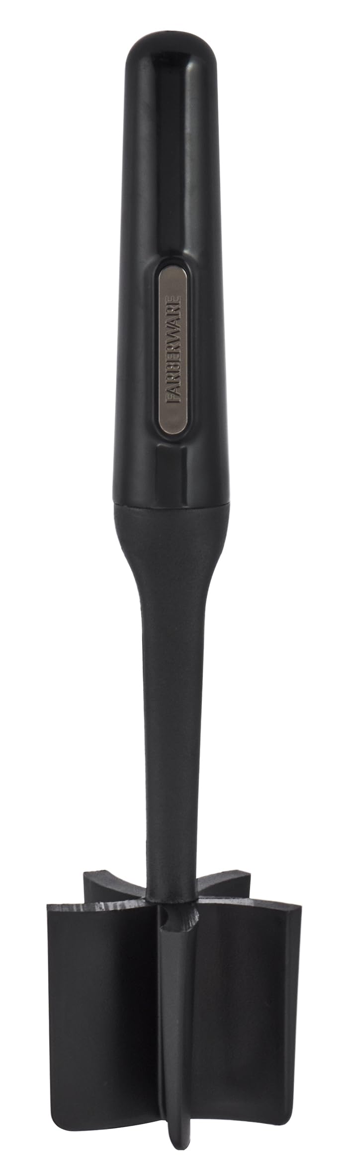 Farberware Pisapuré nailon frontal con mango ergonómico para agarre cómodo.