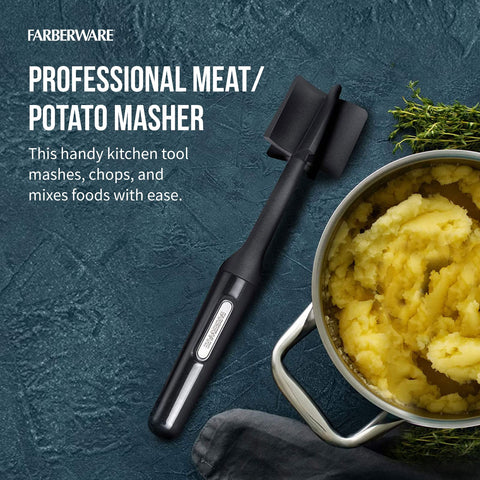 Farberware Pisapuré nailon mango ergonómico para mezclar sin rayar.