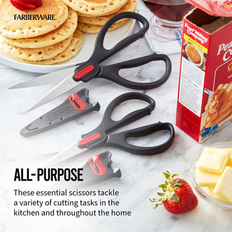 Tijeras Farberware acero inoxidable con filo duradero para cortes limpios.