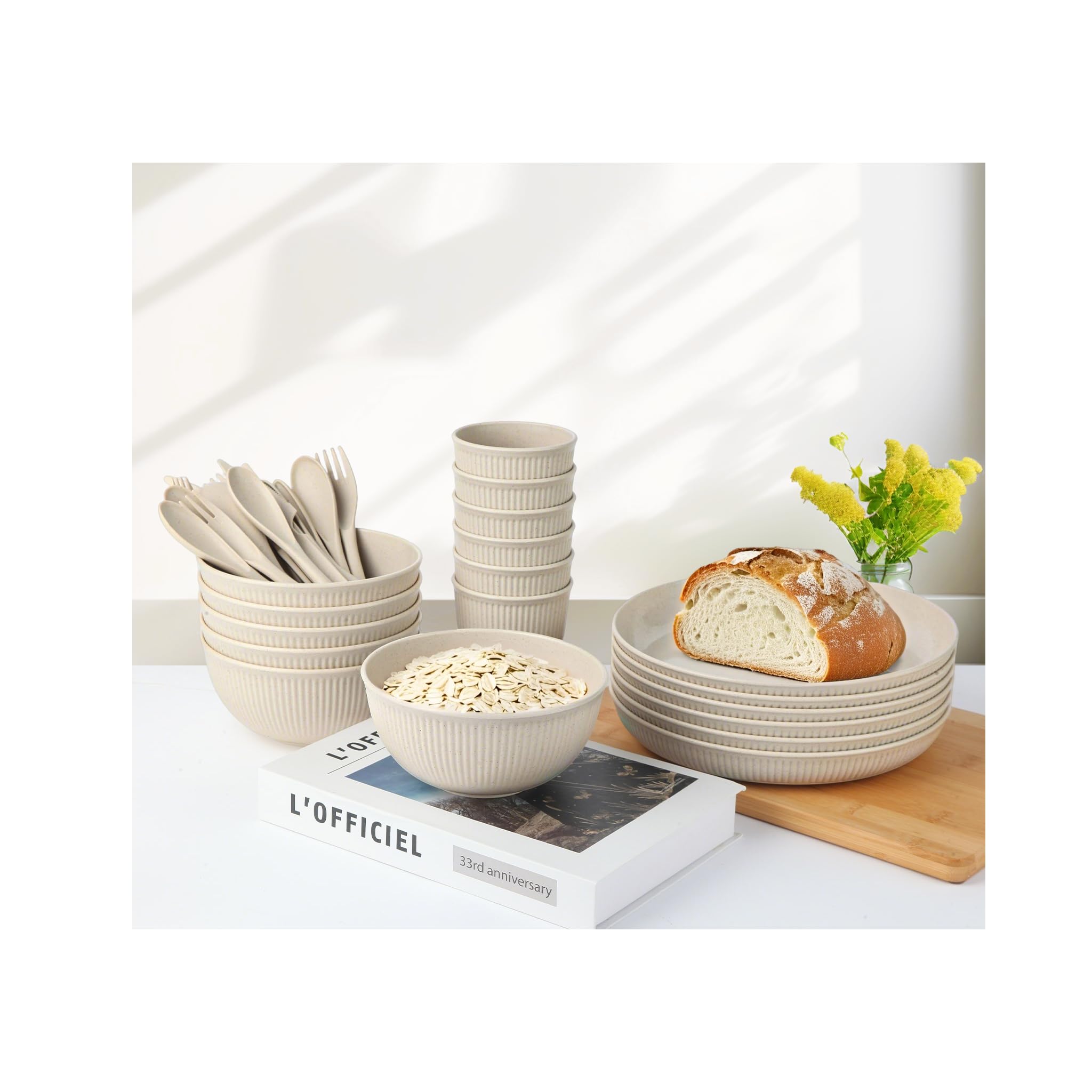 Farielyn-X set 36 piezas vajilla duradera para comidas familiares