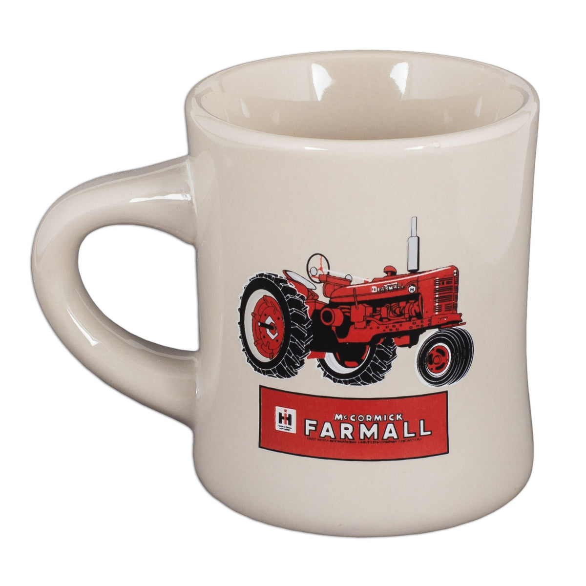 Farmall Taza cerámica Diner, blanco con tractor rojo, ideal para café matutino.