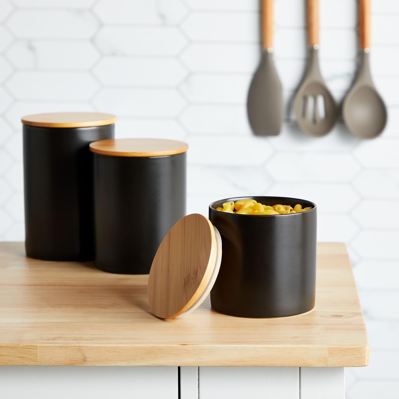 Farmlyn Creek bote cerámico de 23 onzas con tapa de bambú, perfecto para café o té.