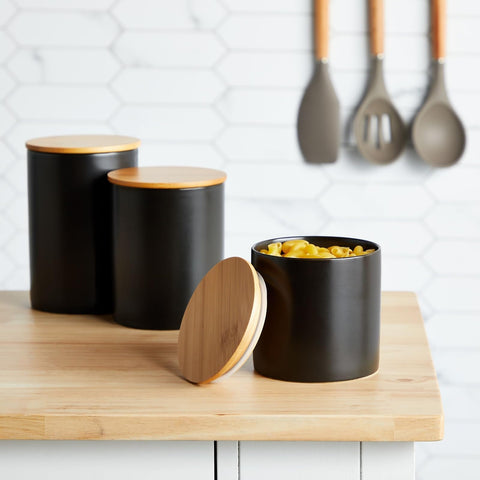 Farmlyn Creek bote cerámico de 23 onzas con tapa de bambú, perfecto para café o té.