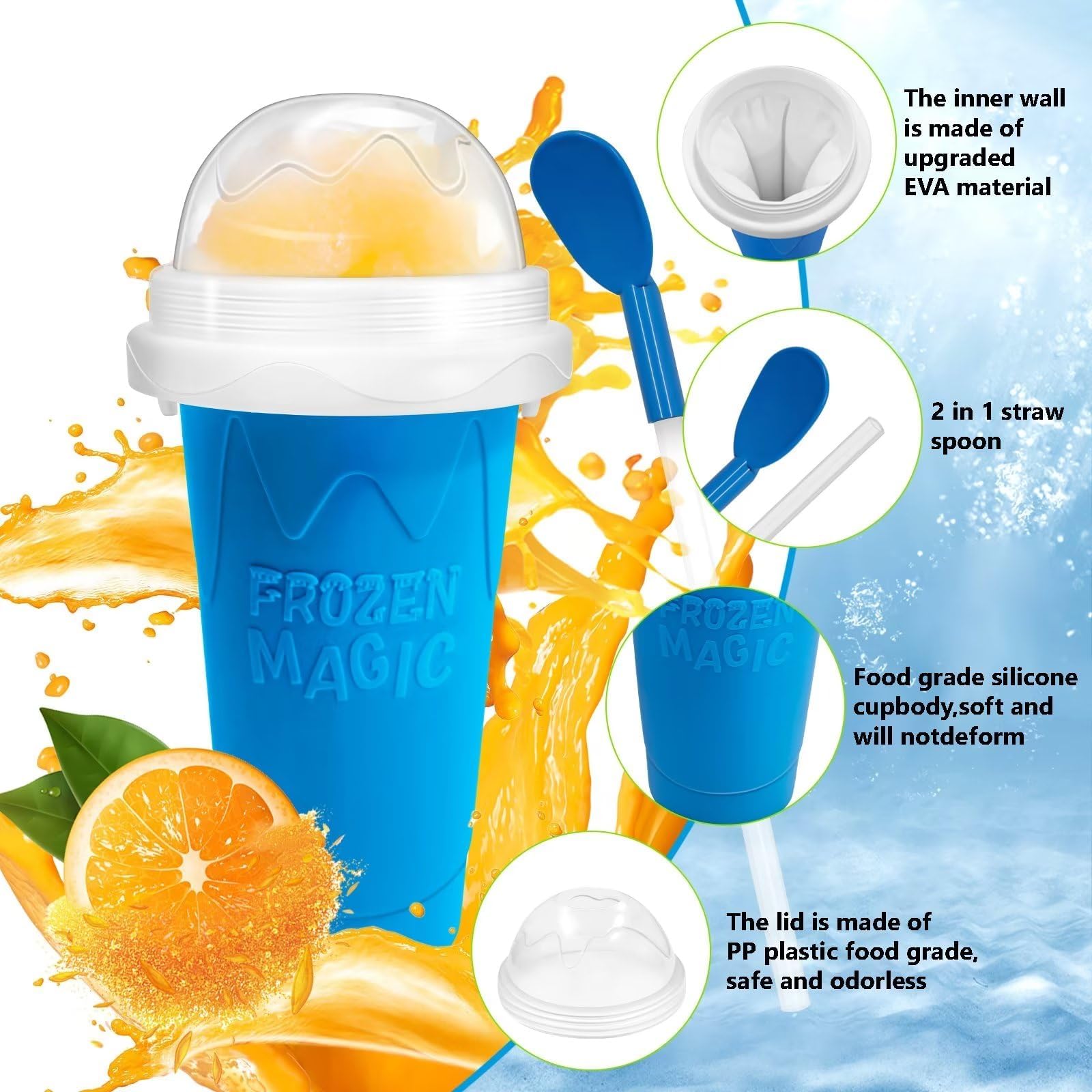 Interior enfriado del vaso Slushie Cup de FASIBULEI para bebidas frías